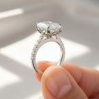 Exceptional 10 Carat Elongated Radiant Cut Lab Grown Diamond Engagement Ring With Side Stones / 18K Gold / IGI Certified