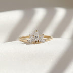 Dainty 14K Gold Marquise Lab Diamond Ring | Minimalist Engagement