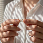 14K Gold Sunburst Lab Diamond Nesting Ring | Curved Wedding Band