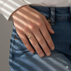 14K Gold Sunburst Lab Diamond Nesting Ring | Curved Wedding Band