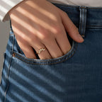 14K Gold Sunburst Lab Diamond Nesting Ring | Curved Wedding Band