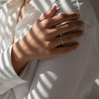 Art Deco Lab Diamond Wedding Band | 14K Gold Milgrain Stacking Ring
