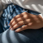 Art Deco Lab Diamond Wedding Band | 14K Gold Milgrain Stacking Ring