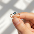 14K Gold Oval Blue Topaz December Birthstone Ring