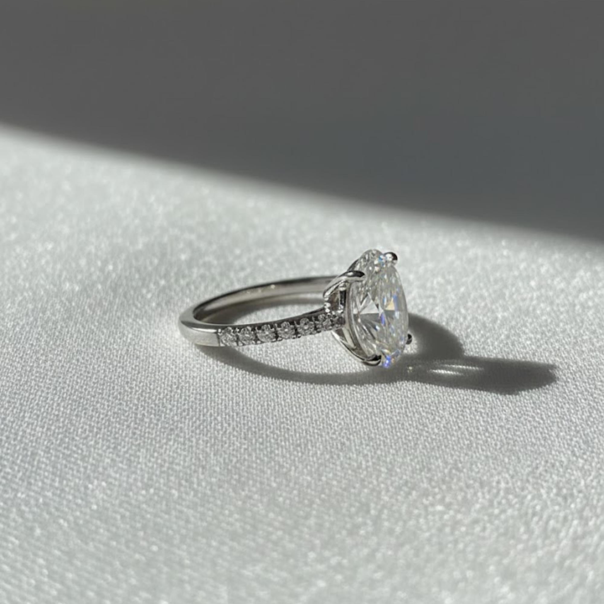 2.25 Ct Oval Lab Grown Diamond Engagement Ring - Hidden Halo, F Color VS+, IGI Certified, 14K 18K Gold By Mirae Jewelry