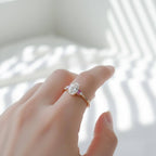 Cathedral Oval Moissanite Ring | Pink Sapphire Accent Ring | 2 Carat Solid Gold Engagement Ring