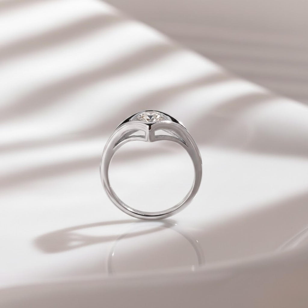 Split Shank Pear Moissanite Ring | Teardrop Solitaire Engagement Ring | Solid Gold Promise Ring