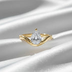 Pear Diamond Solitaire Ring | 1 Carat IGI Certified Lab Grown Diamond | 14K Yellow Gold Engagement Ring