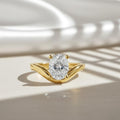 IGI Certified 2 Carat Oval Diamond Curved Ring | 9x7mm Lab Grown Diamond Engagement Ring | 14K Yellow Gold Ring