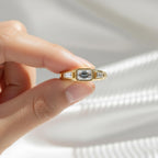 1 Carat Three Stone Emerald Diamond Band | IGI Certified 7/8 CTW Lab Grown Diamond Ring | 14K Yellow Gold