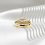 Three Stone Moissanite Band | 0.90 CTW Emerald Cut Moissanite Ring | 14K Yellow Gold Bezel Ring