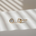 1 Carat Round Brilliant Cut Diamond Bezel Set Stud Earrings