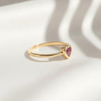 Ruby Heart Pinky Ring | Dainty Bezel Heart Ring | 14K Solid Gold Romantic Gift