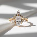 Marquise Lab Diamond Engagement Ring Set 1CT IGI Certified, Vintage Art Deco Bridal Ring Set, 14K Rose Gold Wedding Band Set