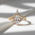 Marquise Diamond Engagement Ring Set - Vintage Rose Gold Bridal Set, Lab Grown Diamonds, 10K 14K 18K, Anniversary Gift