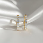 14K Solid Gold Round Lab Grown Diamond Hoop Earrings