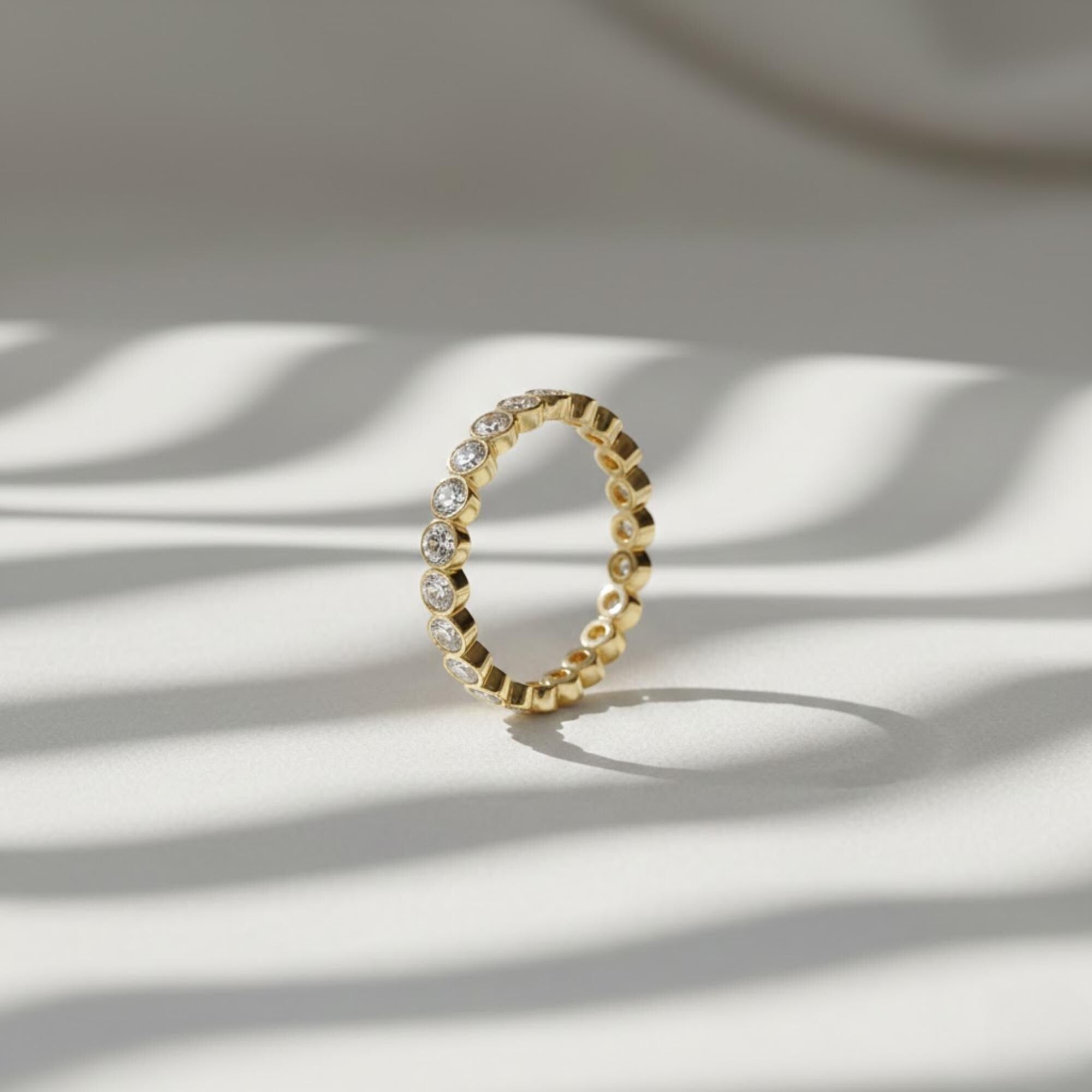 2.8 mm Lab Grown Diamond Bezel Eternity Ring, Solid Gold Eternity Ring, Lab Grown Wedding Band, Bridal Jewelry, Full Eternity Ring
