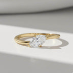 Marquise Diamond Wavy Stackable Ring | Minimalist Lab Grown Diamond Ring | 14K Gold Dainty Engagement Ring By Mirae Jewelry