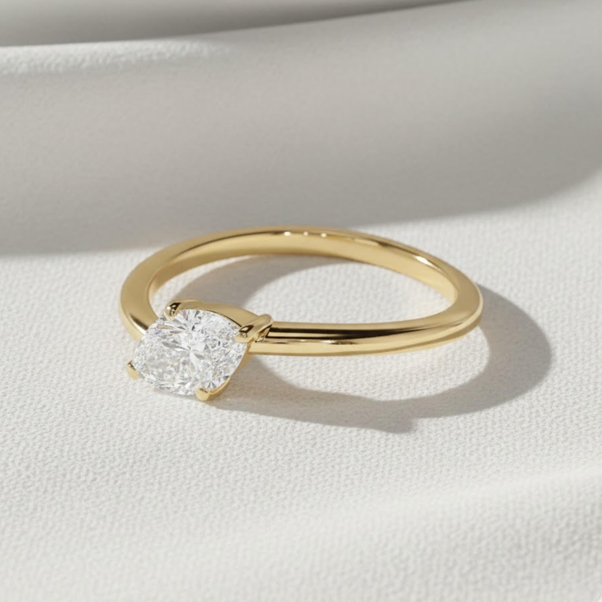Marquise Diamond Wavy Stackable Ring | Minimalist Lab Grown Diamond Ring | 14K Gold Dainty Engagement Ring By Mirae Jewelry