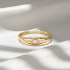 14K Gold Marquise Lab Diamond Signet Ring | Minimalist Pinky Ring