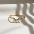 14K Gold Sunburst Lab Diamond Nesting Ring | Curved Wedding Band