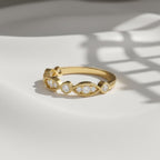 Art Deco Lab Diamond Wedding Band | 14K Gold Milgrain Stacking Ring