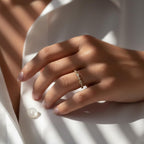 Art Deco Lab Diamond Wedding Band | 14K Gold Milgrain Stacking Ring
