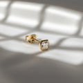 Single Cushion Moissanite Stud | 0.50 Carat Square Stud Earring | 10K Gold Bezel Earring