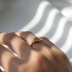 Green Blue Sapphire Woodland Ring | Leaf Motif Nature Sterling Silver Ring | Solid Gold Engagement Ring