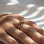 Green Blue Sapphire Woodland Ring | Leaf Motif Nature Sterling Silver Ring | Solid Gold Engagement Ring