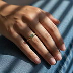Green Blue Sapphire Woodland Ring | Leaf Motif Nature Sterling Silver Ring | Solid Gold Engagement Ring