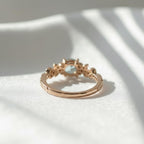 Botanical Blue Aquamarine Nature Engagement Ring | Floral Leaf Gold and Sterling Silver Ring | March Birthstone Ring