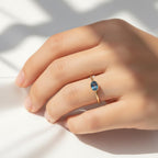 14K Gold Oval Blue Topaz December Birthstone Ring