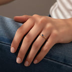 Bezel Triangle Sapphire Ring | Minimal September Birthstone Ring | 14K Solid Gold Stackable Ring