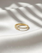 Pavé Wrap Around Claw Ring | Moissanite Bypass Ring | 14K Gold Sterling Silver Ring