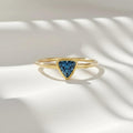 Bezel Triangle Sapphire Ring | Minimal September Birthstone Ring | 14K Solid Gold Stackable Ring