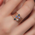 Personalized Birthstone Ring – Choose Your Month's Gemstone in Solid 10K, 14K or 18K Yellow, White or Rose Gold, Dainty 1.2mm Band