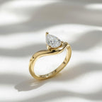 Pear Diamond Solitaire Ring | 1 Carat IGI Certified Lab Grown Diamond | 14K Yellow Gold Engagement Ring