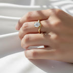 IGI Certified 2 Carat Oval Diamond Curved Ring | 9x7mm Lab Grown Diamond Engagement Ring | 14K Yellow Gold Ring