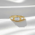 1 Carat Three Stone Emerald Diamond Band | IGI Certified 7/8 CTW Lab Grown Diamond Ring | 14K Yellow Gold