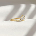 Lotus Marquise Diamond Ring | Dainty Lab Grown Diamond Ring | 14K Gold Minimalist Engagement Band