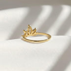 Lotus Marquise Diamond Ring | Dainty Lab Grown Diamond Ring | 14K Gold Minimalist Engagement Band