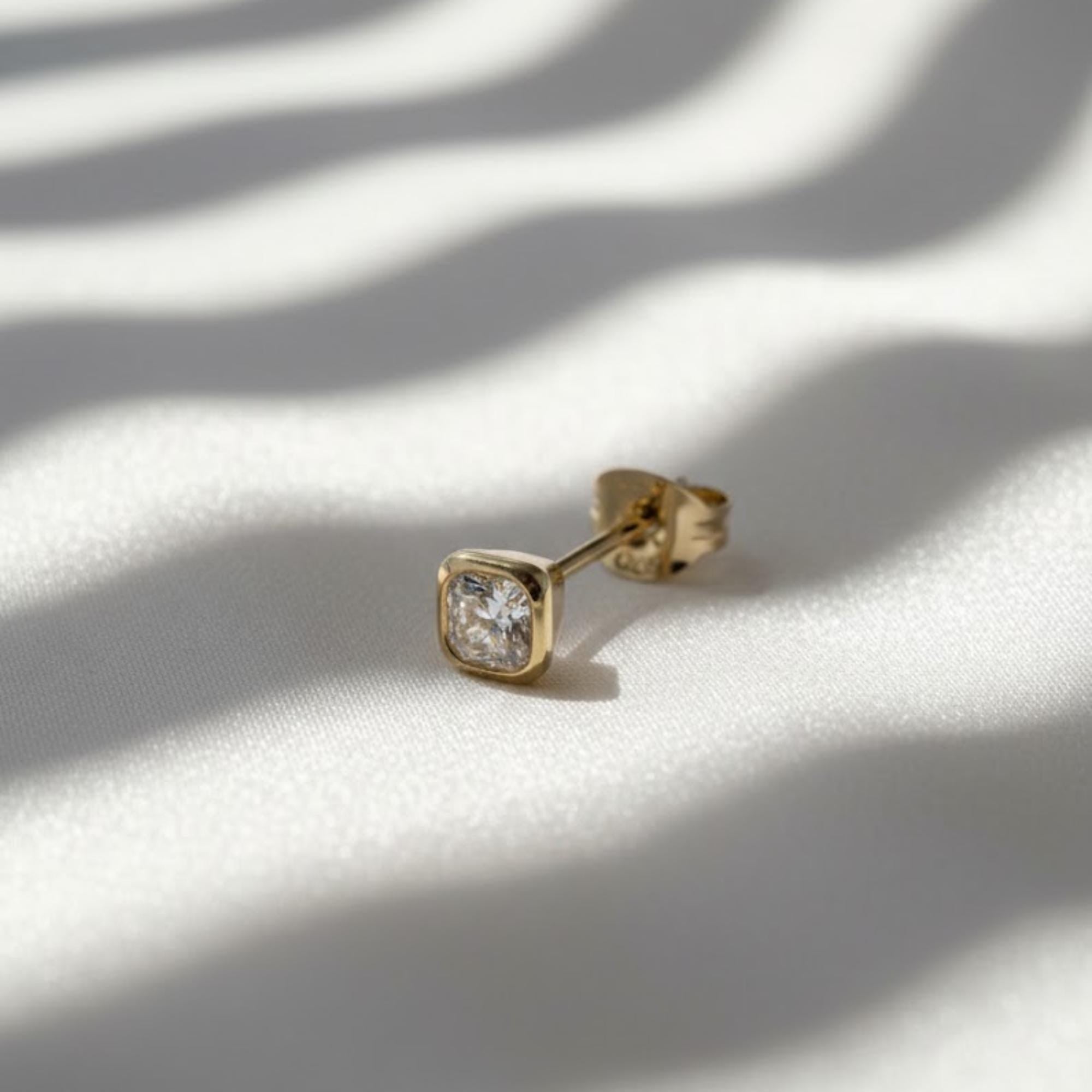 Cushion Single 0.25 Carat Lab Grown Diamond Square Shape Stud