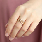 Beaded Gold Ring Dots Band, Minimalist Stacking Ring, 14K Yellow White Rose Gold, Textured Dainty Gold Jewelry for Everyday Wear
