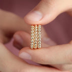 Beaded Gold Ring Dots Band, Minimalist Stacking Ring, 14K Yellow White Rose Gold, Textured Dainty Gold Jewelry for Everyday Wear