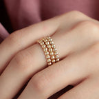 Beaded Gold Ring Dots Band, Minimalist Stacking Ring, 14K Yellow White Rose Gold, Textured Dainty Gold Jewelry for Everyday Wear