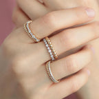 Beaded Gold Ring Dots Band, Minimalist Stacking Ring, 14K Yellow White Rose Gold, Textured Dainty Gold Jewelry for Everyday Wear