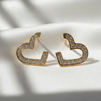 14K Small Pave Heart Lab Diamond Wrap Hoops Earrings