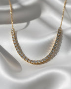 1.66 Ct Diamond Half Tennis Necklace – 14K Gold & Sterling Silver, E-F VS1 Lab Grown Diamonds, Adjustable 16–18”