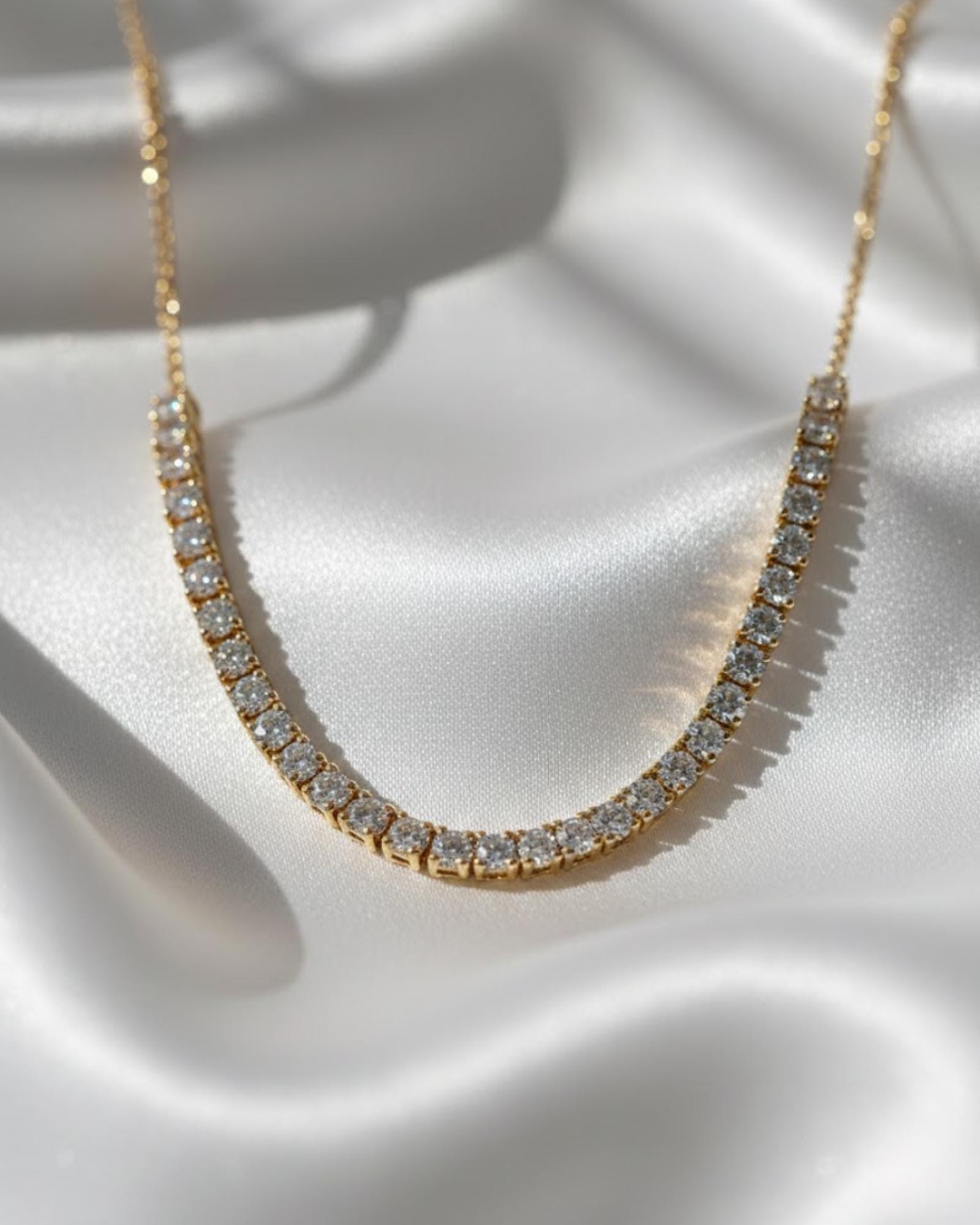 1.66 Ct Diamond Half Tennis Necklace – 14K Gold & Sterling Silver, E-F VS1 Lab Grown Diamonds, Adjustable 16–18”